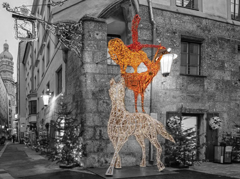 Vier-Viecher-Eck Figuren leuchtend